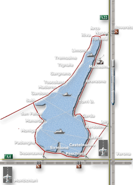 Lago di Garda mappa dei collegamenti