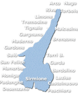 Lago di Garda mappa con collegamenti a tutti gli Hotel e Alberghi suddivisi per paese