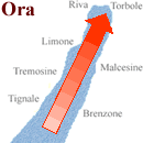 Mappa vento Ora al lago di garda